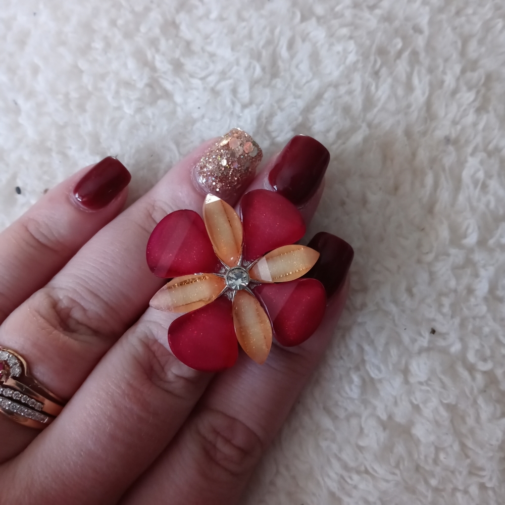 Pink & Coral stretch fashion ring